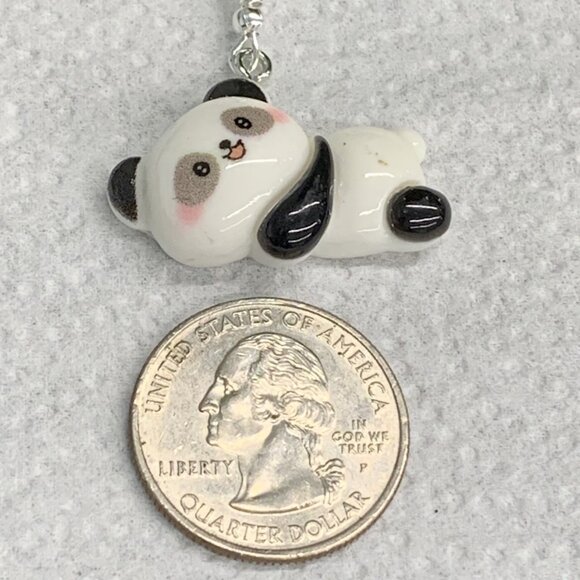Panda Earring, Panda Bear Jewelry, Gift, Panda Jewelry, Silly Animal Earring - Picture 8 of 8